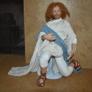 1994 VINTAGE 16" Porcelain Kneeling Jesus Ashton Drake doll Figure statue Stand